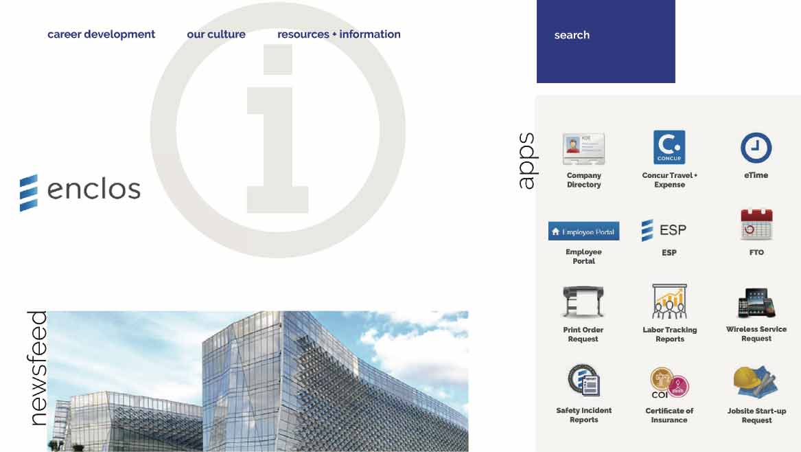 Enclos intranet screenshot 